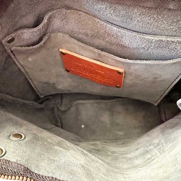 Portland Leather Goods Classic Open Medium Tote Storm Grey Leather Tan Straps - Picture 10 of 12